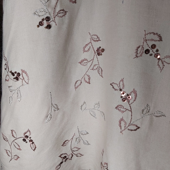 Dressbarn skirt - beige with brown piping,  zippered side - Picture 8 of 8